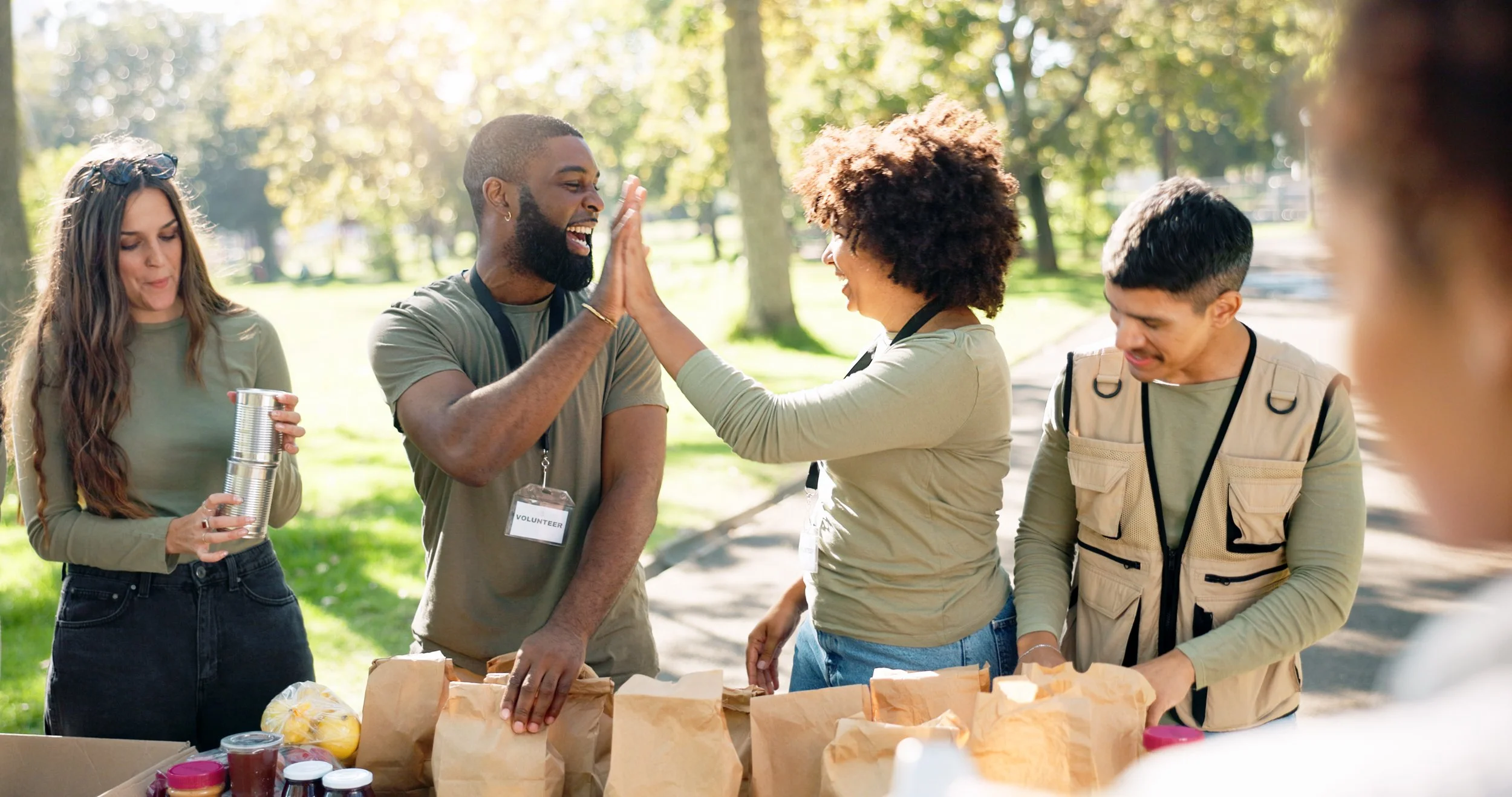Volunteers serving together at a community outreach event