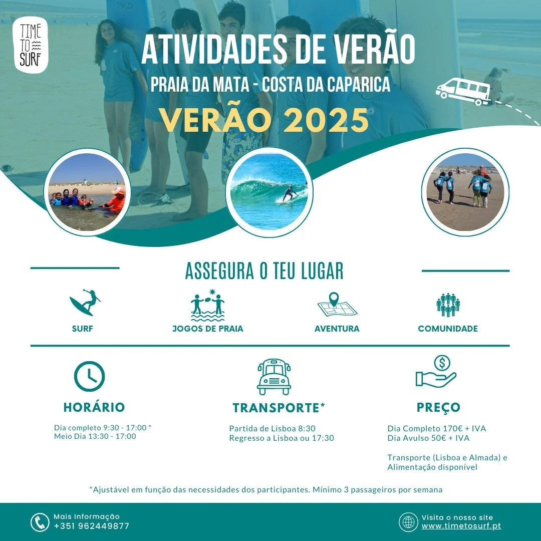 🏄&zwj;♂️ **ATIVIDADES DE VER&Atilde;O 2024 | TIME TO SURF** 🌊

Este ver&atilde;o, d&ecirc; aos seus filhos uma experi&ecirc;ncia inesquec&iacute;vel na Praia da Mata enquanto promove o seu desenvolvimento f&iacute;sico, mental e social - tudo com u