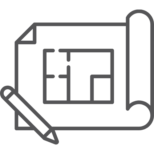Icon of a blueprint with a pencil.