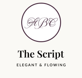 A circular logo with the initials 'ABC' in elegant script, and the text 'The Script' beneath it, with the phrase 'Elegant & Flowing' at the bottom.