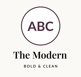 Logo with ABC inside a circle, below it says 'The Modern,' and underneath 'Bold & Clean'.