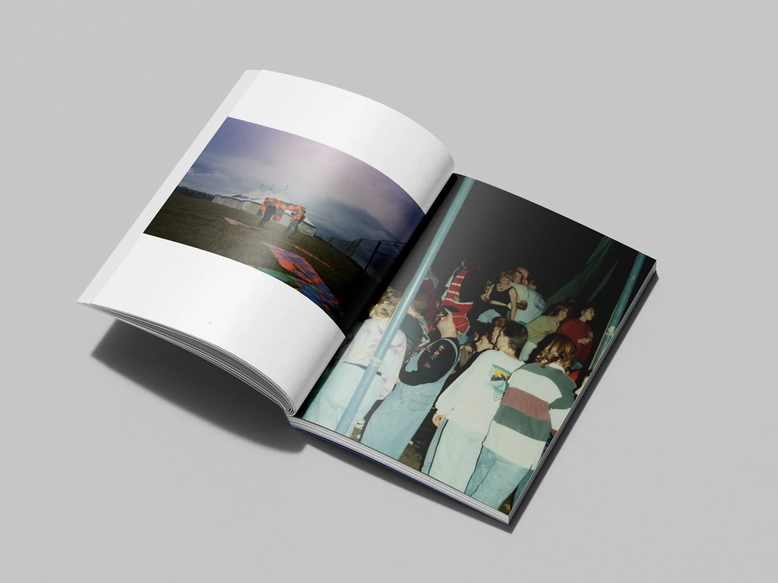 Open Cult to Culture publication spread featuring archival rave photography and crowd scenes