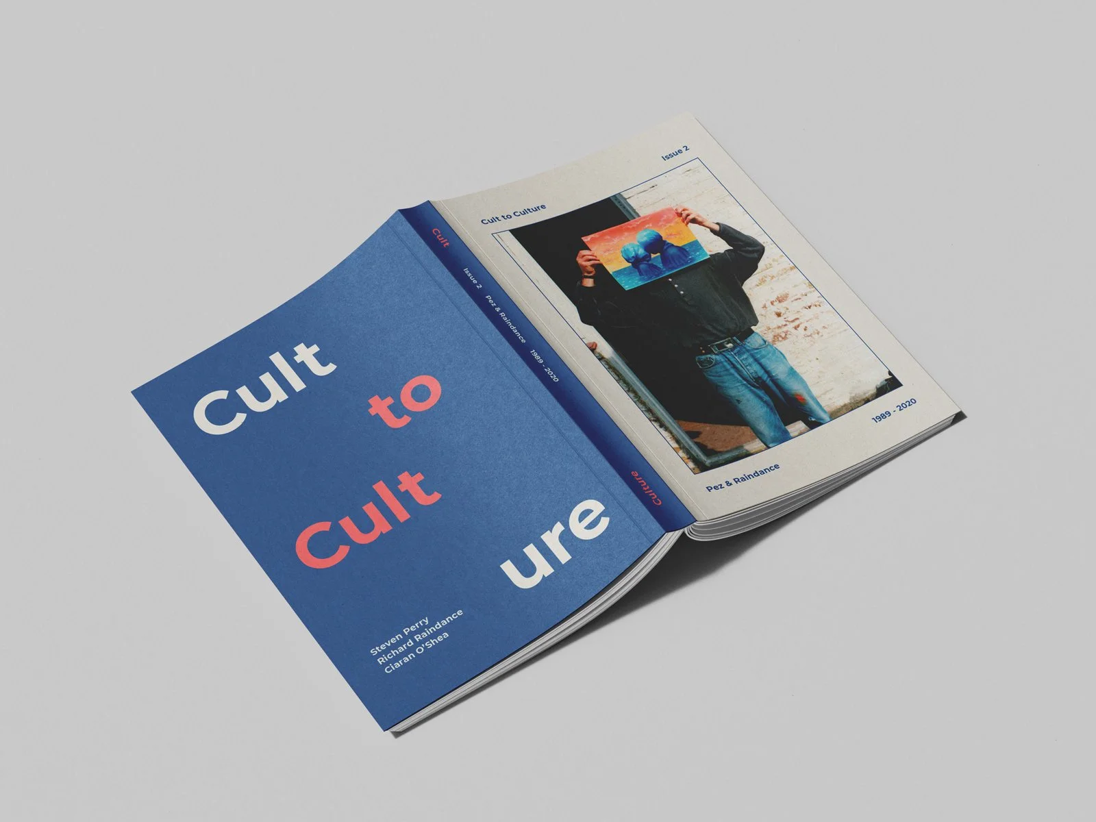 Open spread from Cult to Culture Issue 2 featuring archival artwork and editorial design