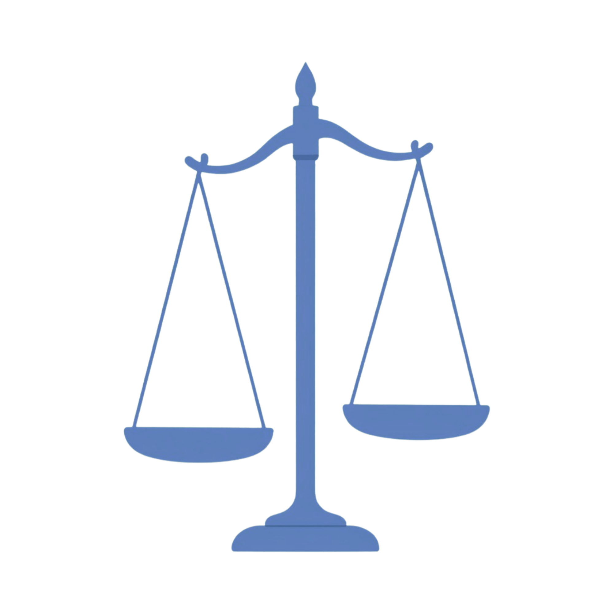 Illustration of a balanced scale with two pans hanging from a central post.