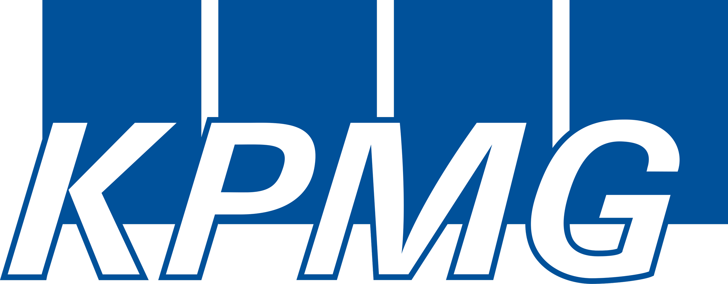 KPMC logo with large stylized text in blue and white.