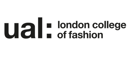 UAL: London College of Fashion logo in black and white.