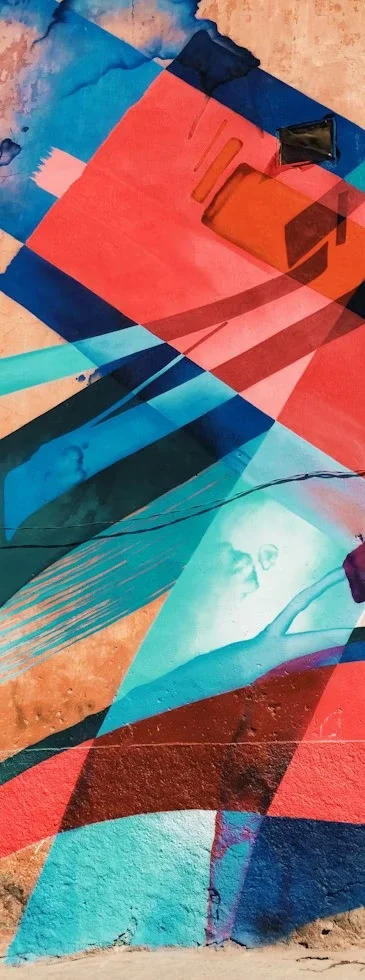 Aesthetically contrasting street art of geometry consisting of lines, corners and squares.