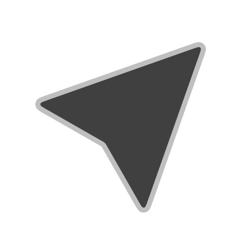A gray computer cursor arrow icon on a black background.