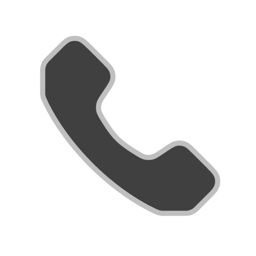 Icon of a traditional telephone handset in black with a gray outline.