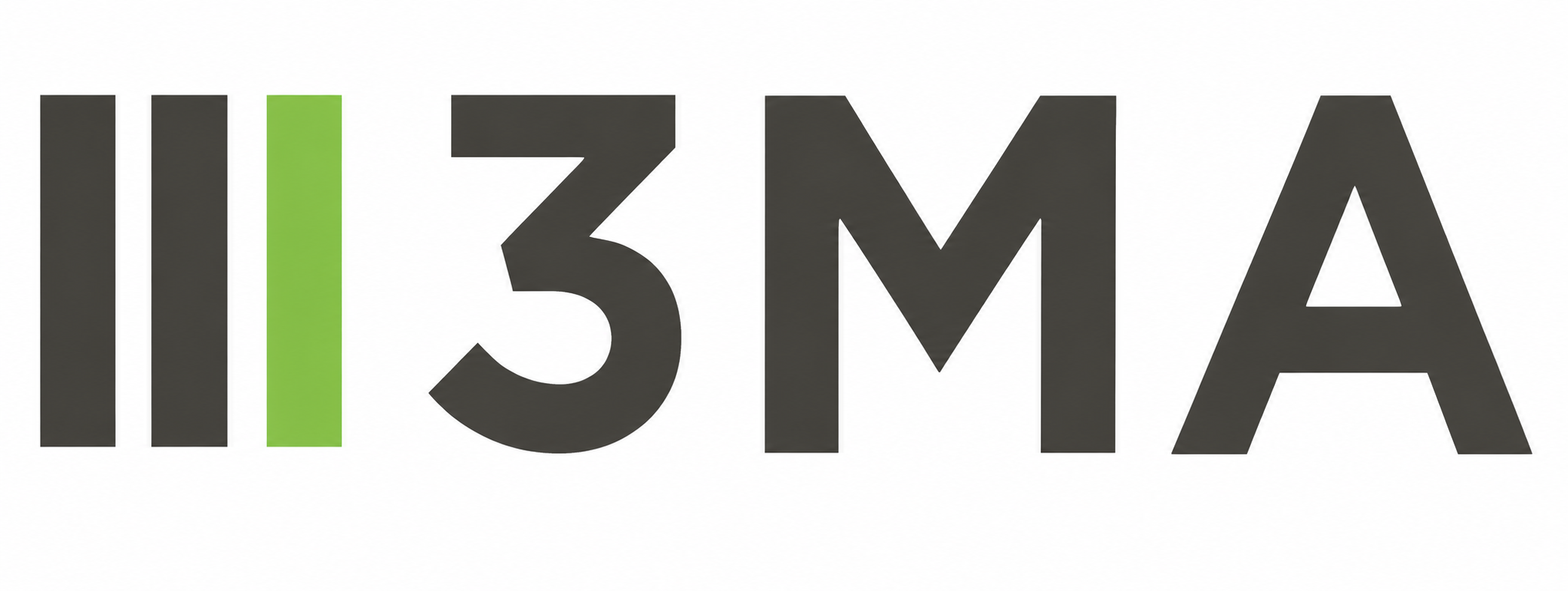 Text reading 'H3MA' with the 'H' stylized as three black vertical lines and the 'E' in green.