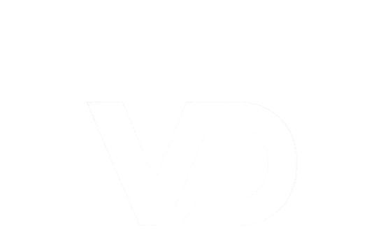 Black and white logo with the letters 'VD' in bold font.