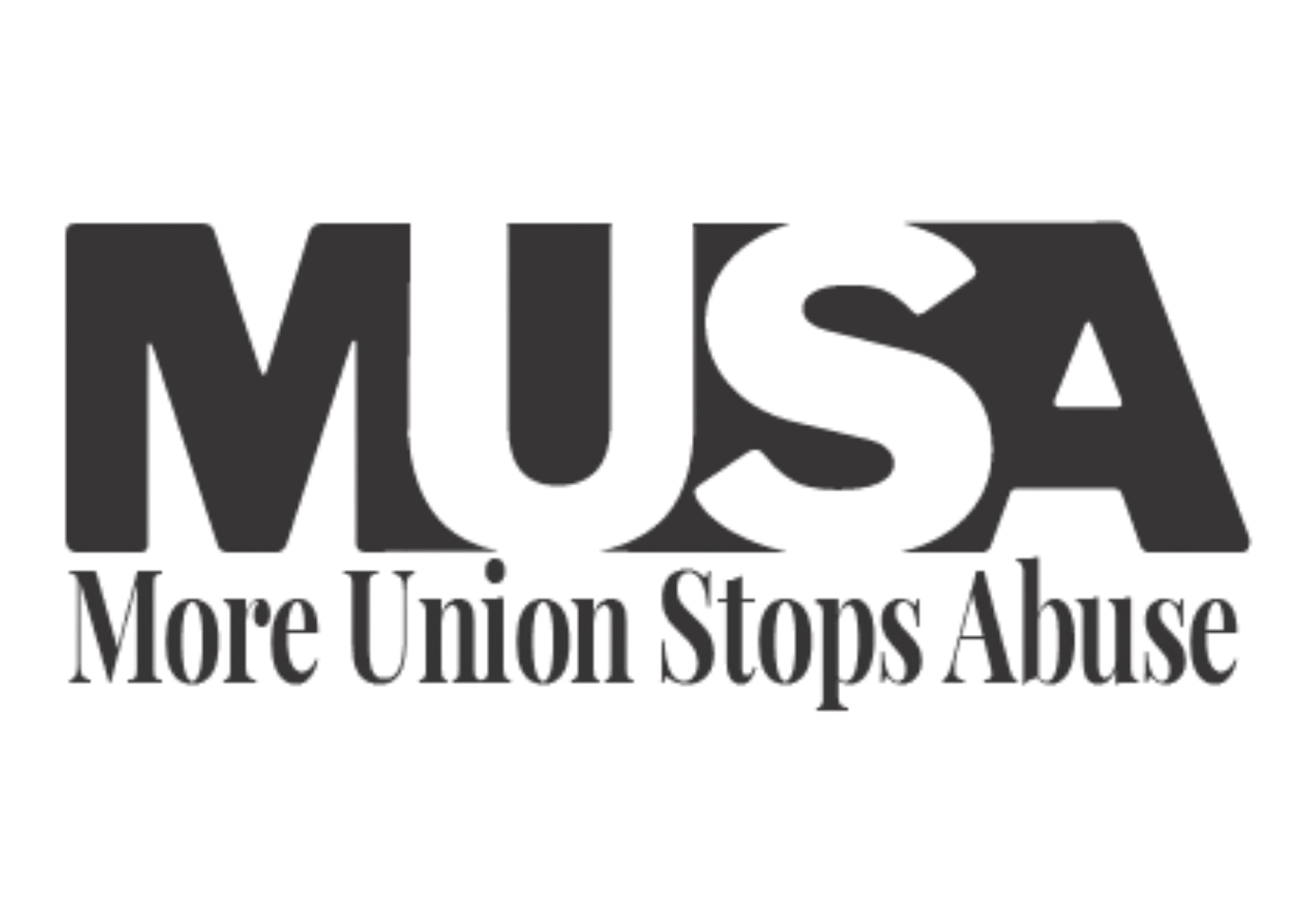 Logo of More Union Stops Abuse (MUSA) with the text 'More Union Stops Abuse' underneath.