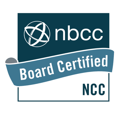 A badge reading: NBCC Board Certified NCC