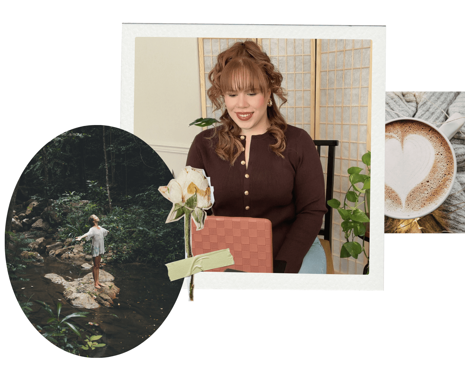 A collage of photos, including Felishatee Rodriguez on providing telehealth therapy on a laptop.