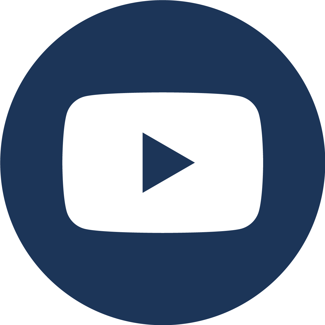 YouTube play button icon with blue circle background.