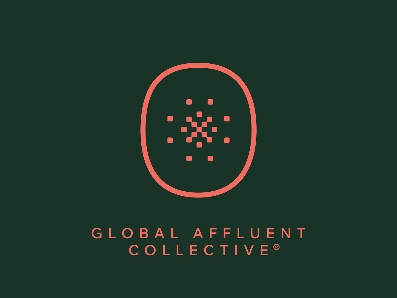 Logo with a digital, pixelated egg shape and the text 'Global Affluent Collective' below.