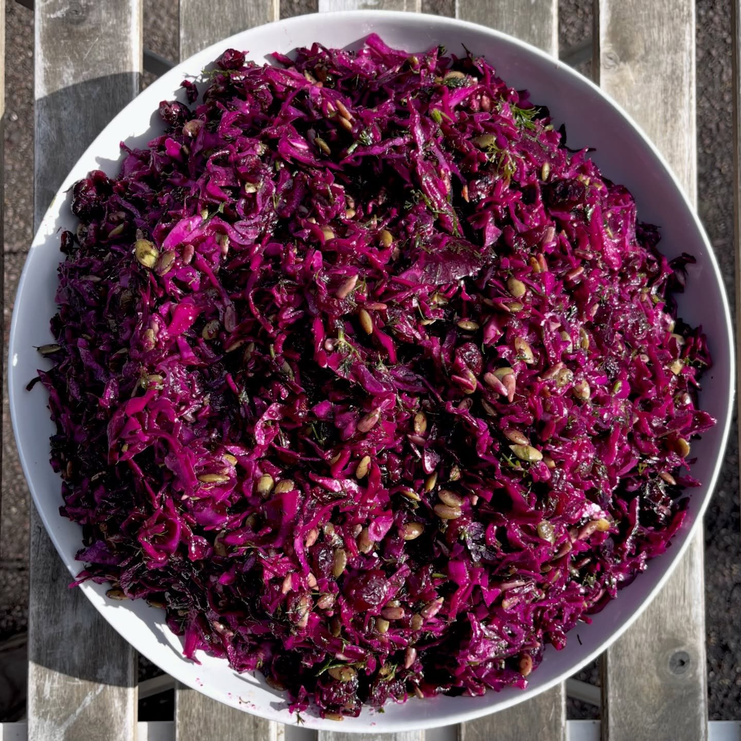 Forever in love with this red cabbage slaw, it&rsquo;s always welcome on my counter 🫶
