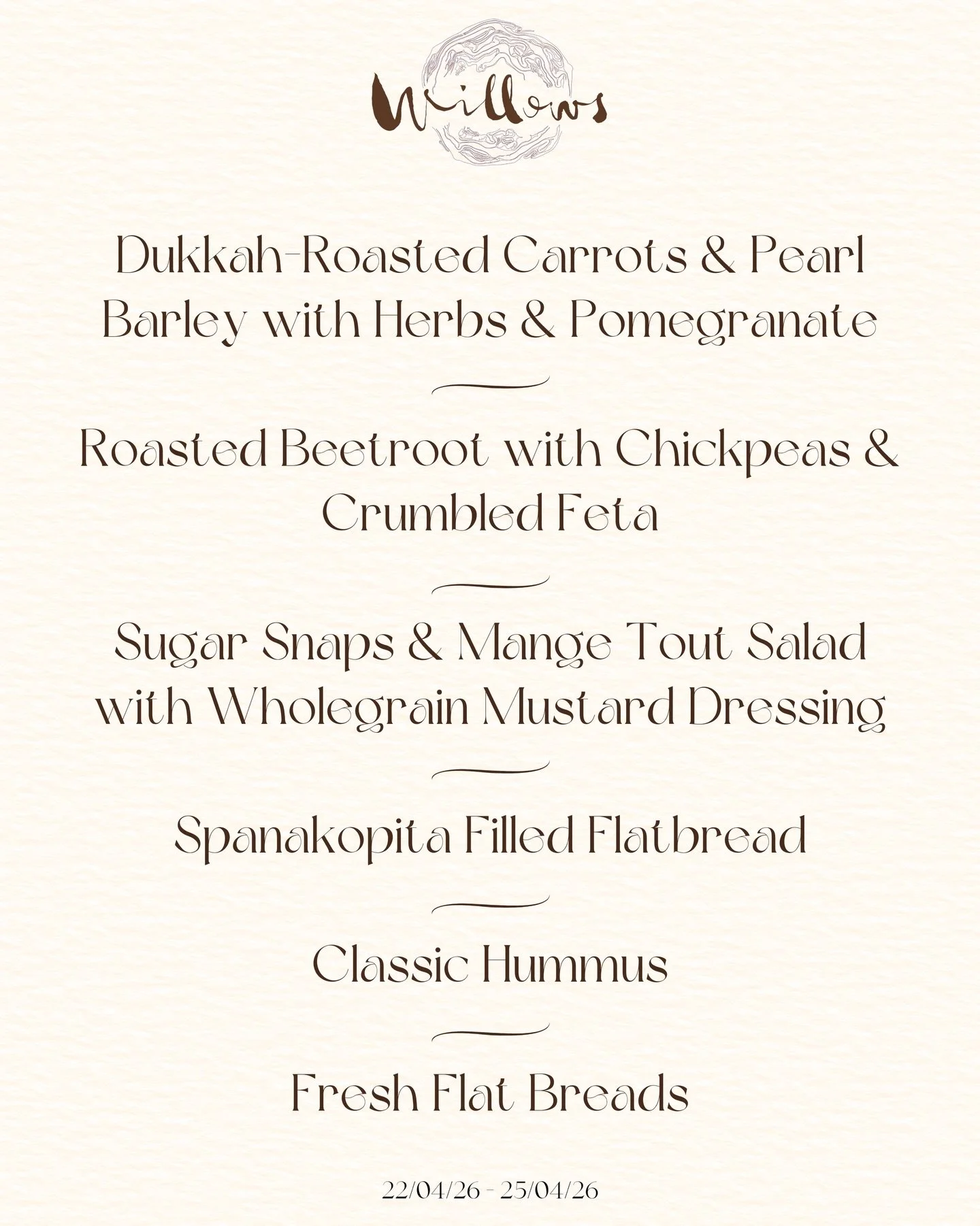 This weeks menu ✨
