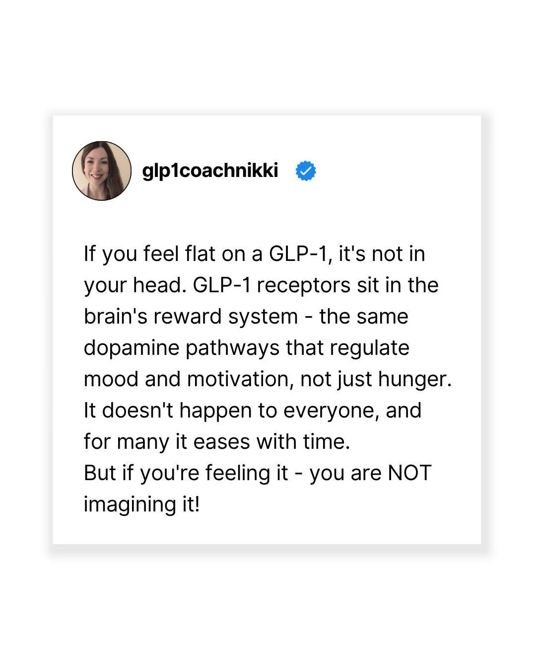 This is called anhedonia (a reduced ability to feel pleasure) and it's an increasingly recognised experience for some people on GLP-1 medications.

And a lot of people don't say anything because they assume it's in their head, or they don't want to s