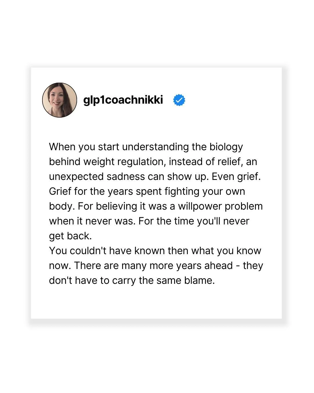When you finally understand that your weight is driven by biology - NOT weakness - it can stir up a lot of emotions, and this includes real sadness for all the years lost in self-blame.

If you are sitting with this, a few things that may help: 

🌱 