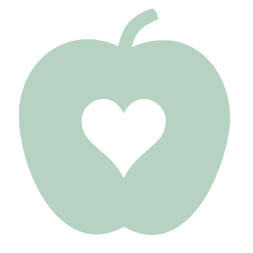 Light green apple with a heart-shaped cutout in the center.