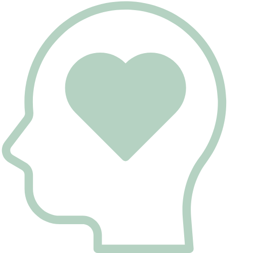 Outline of a human head with a heart inside