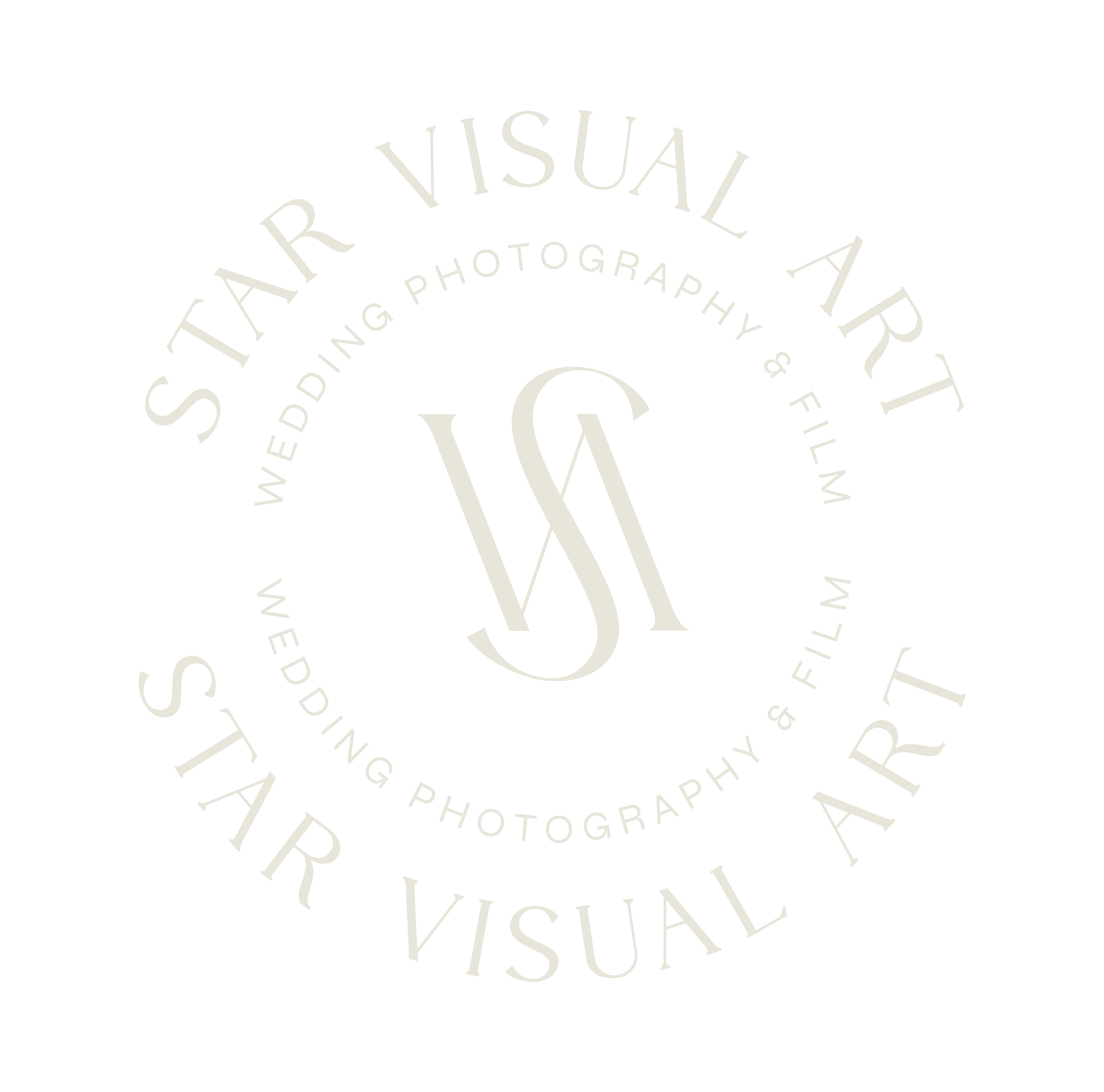Logo for Star Visual Art, wedding photography and film, featuring a circular design with the initials SVA in the center on a black background.