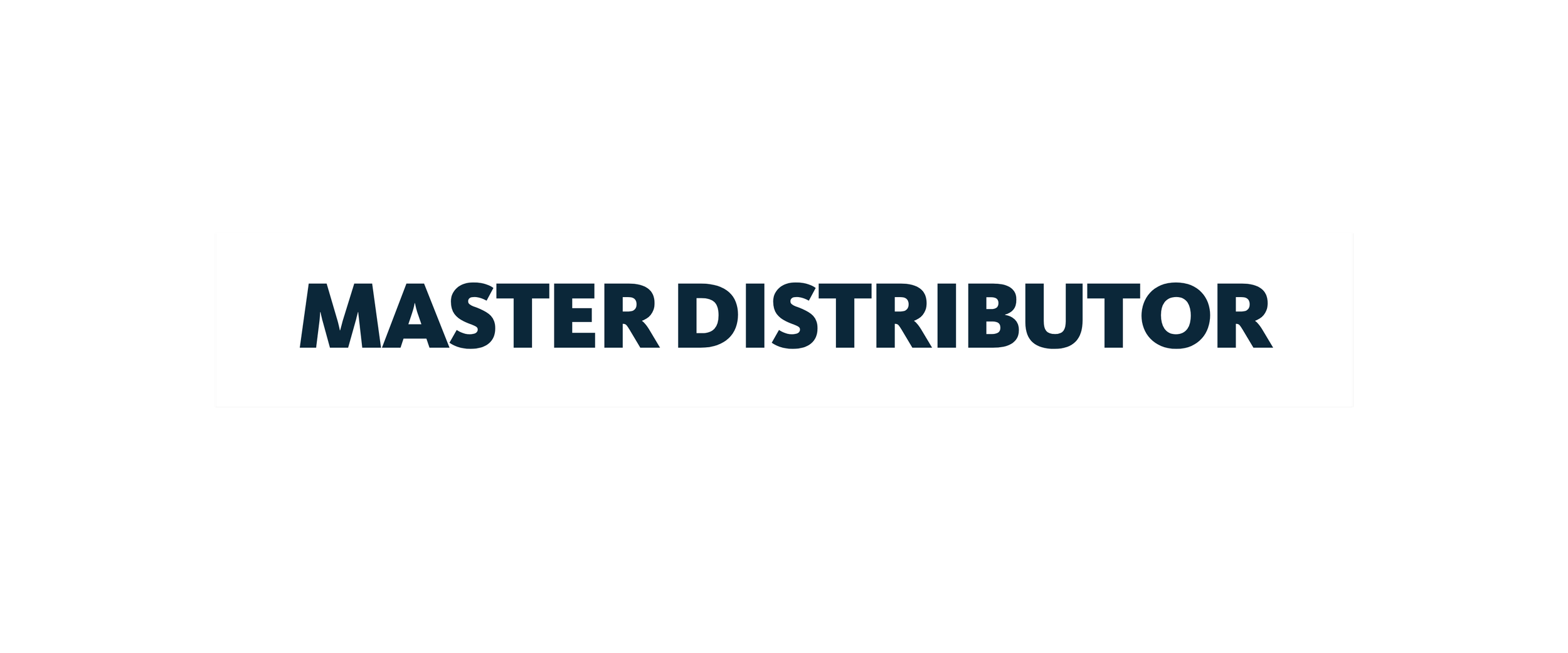 Clear background with dark blue text reading "Master Distributor."