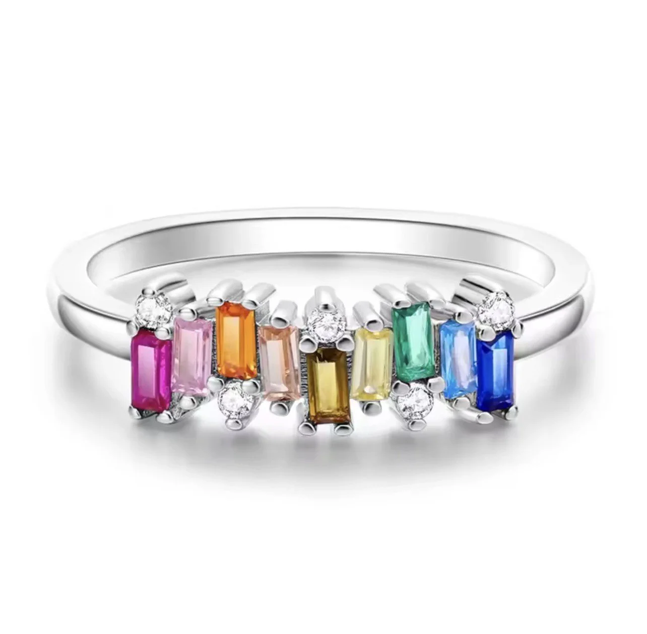 Sterling Silver 925 Multi rainbow - Size 7