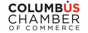 Columbus Chamber of Commerce logo with red and black text.