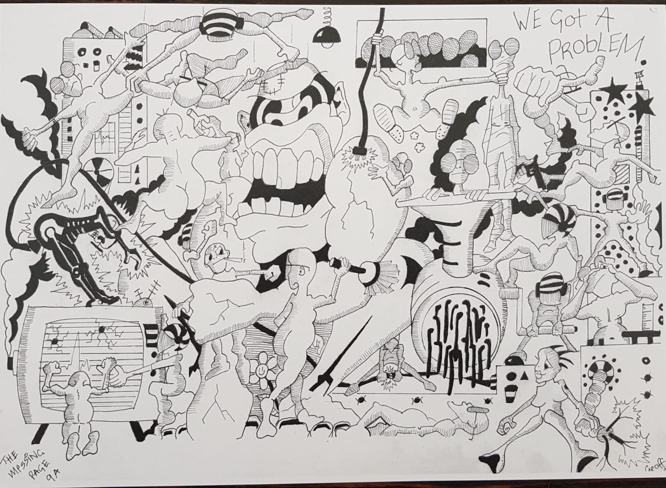 Detailed illustration in pencil and fine liner