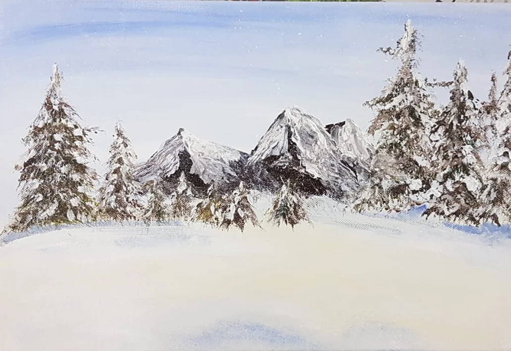 Snowy Mountains in Acrylic