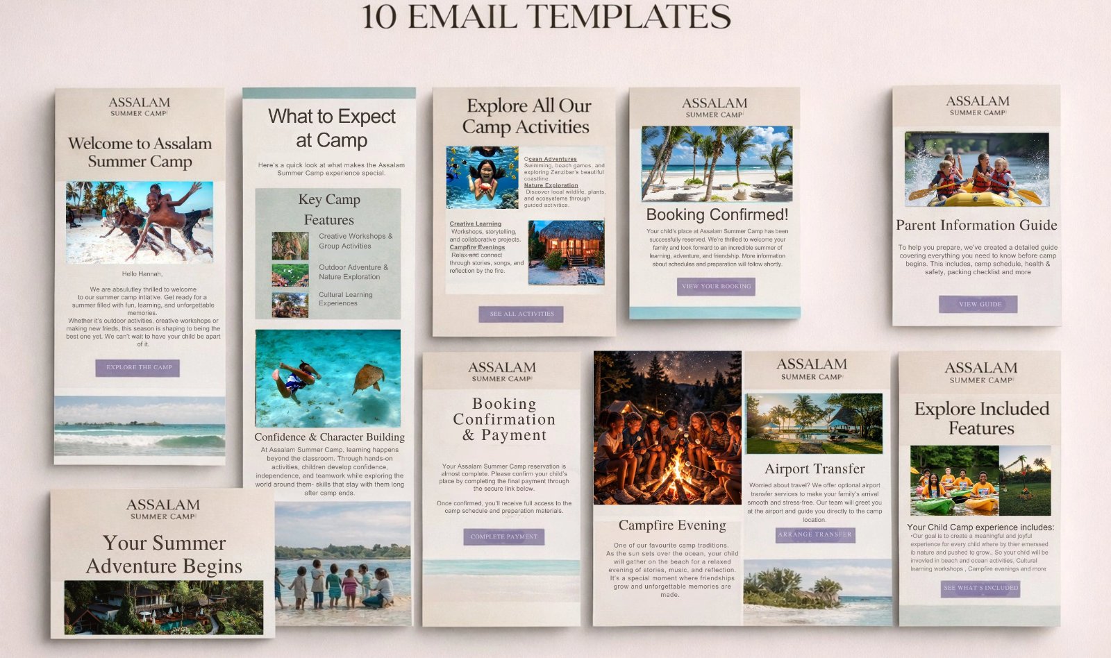 Email marketing templates displayed in a clean, editorial layout, representing email campaign design and strategy