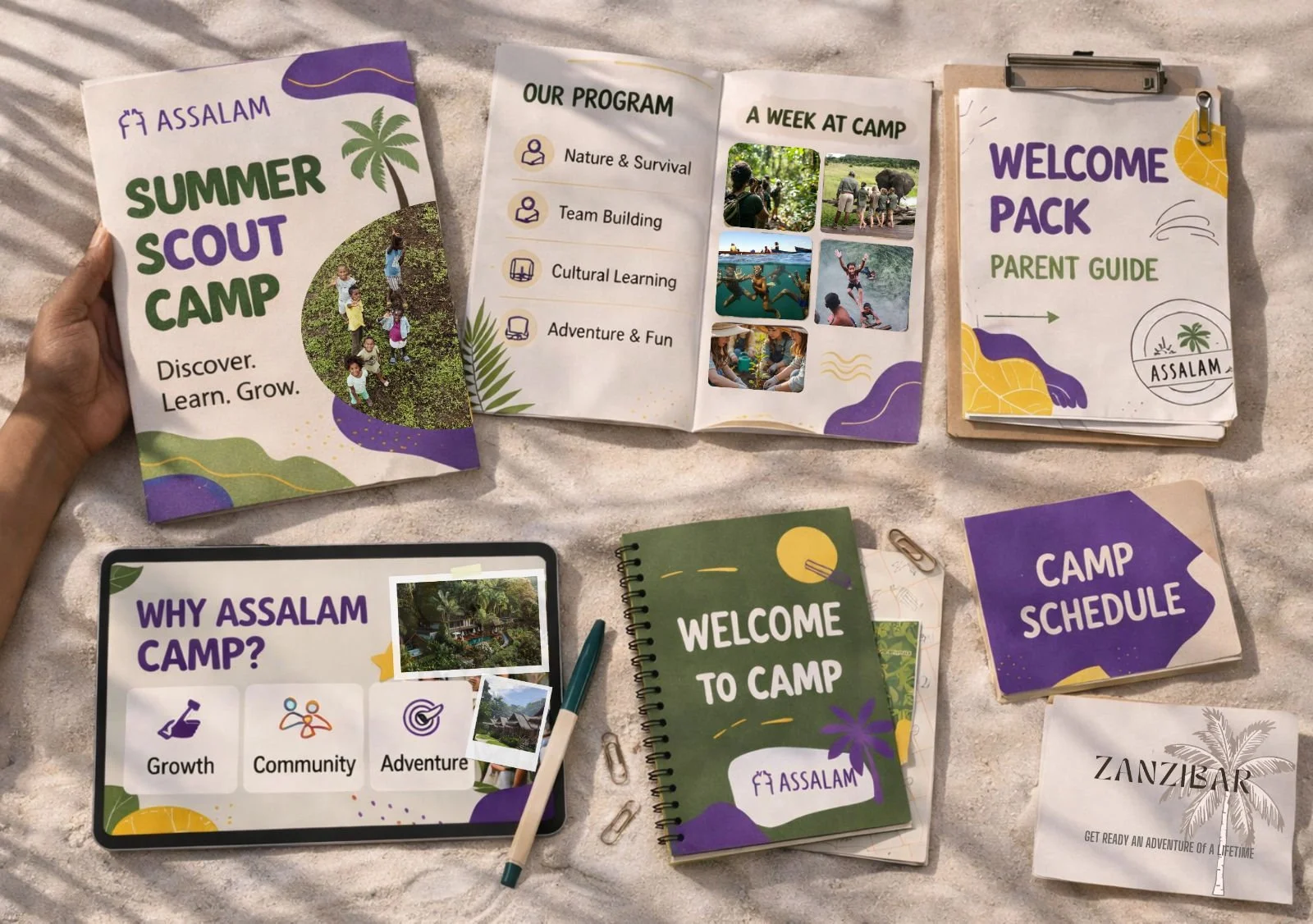 Printed booklets and summer program materials created for Assalam Summer Camp