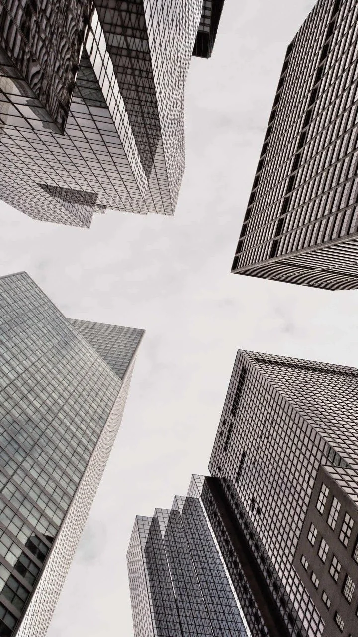 Aerial view of high-rise buildings, used to represent a premium branding identity project within the property sector.