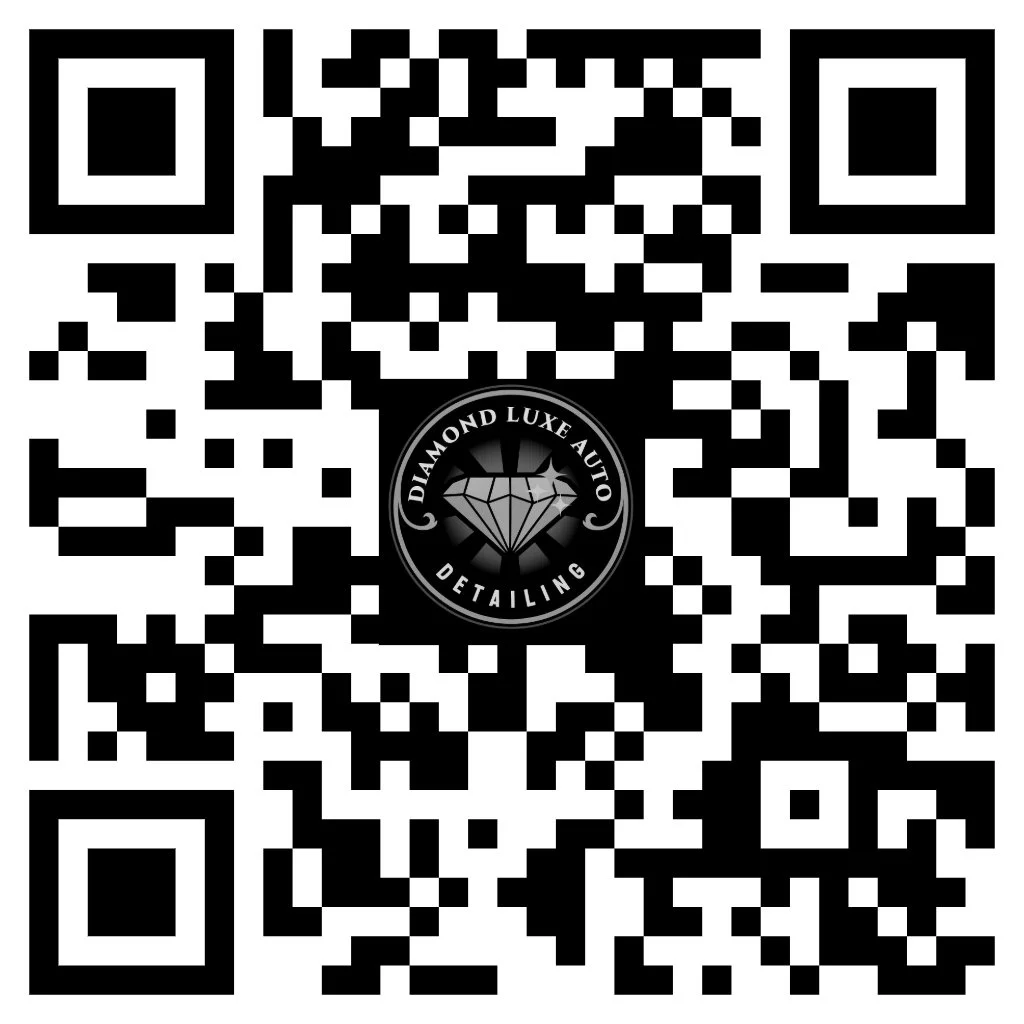QR code with a logo in the center that reads "Diamond Luxe Auto Detailing."