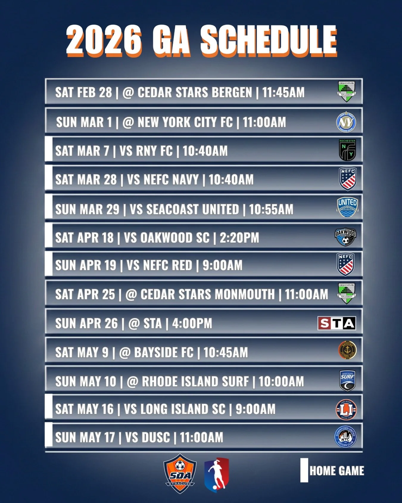 2012 Girls GA Spring Schedule! ⚽️