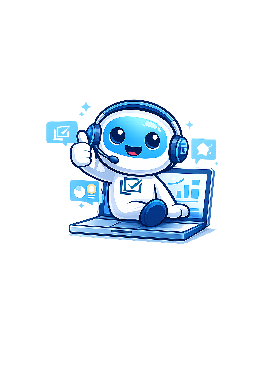 Friendly digital assistant representing social media support for local businesses