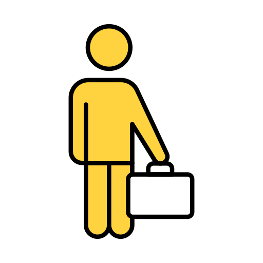 Panneau de signalisation indiquant une personne avec une valise, généralement utilisé pour les toilettes pour personnages féminins ou espaces pour femmes.