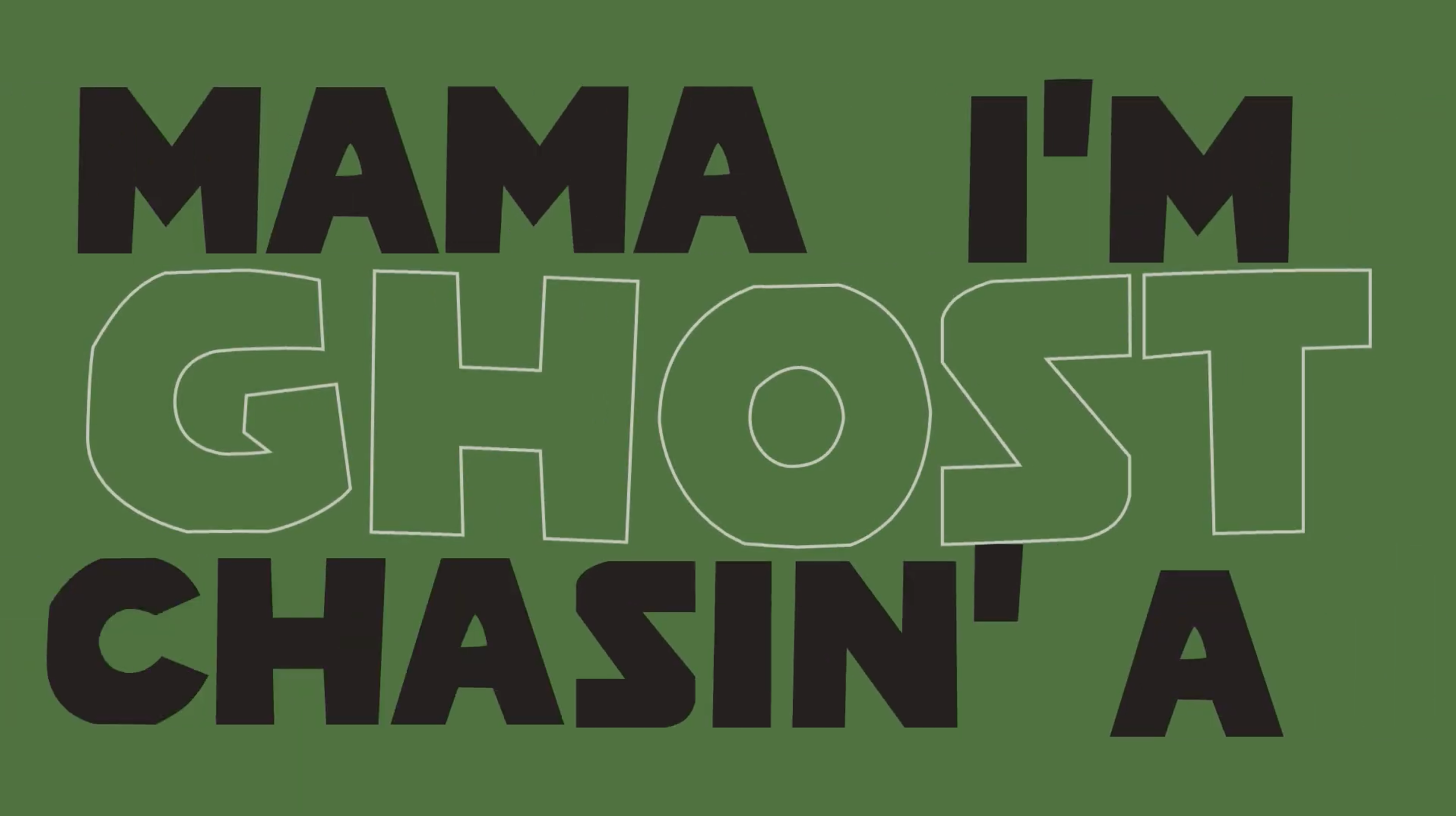 Text on a green background for lyric video for 'LIKE HIM' by Tyler, The Creator. Created by graphic design student Kenzie Coates
