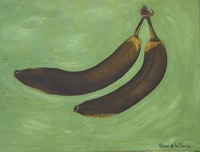 Ripe Bananas on Green