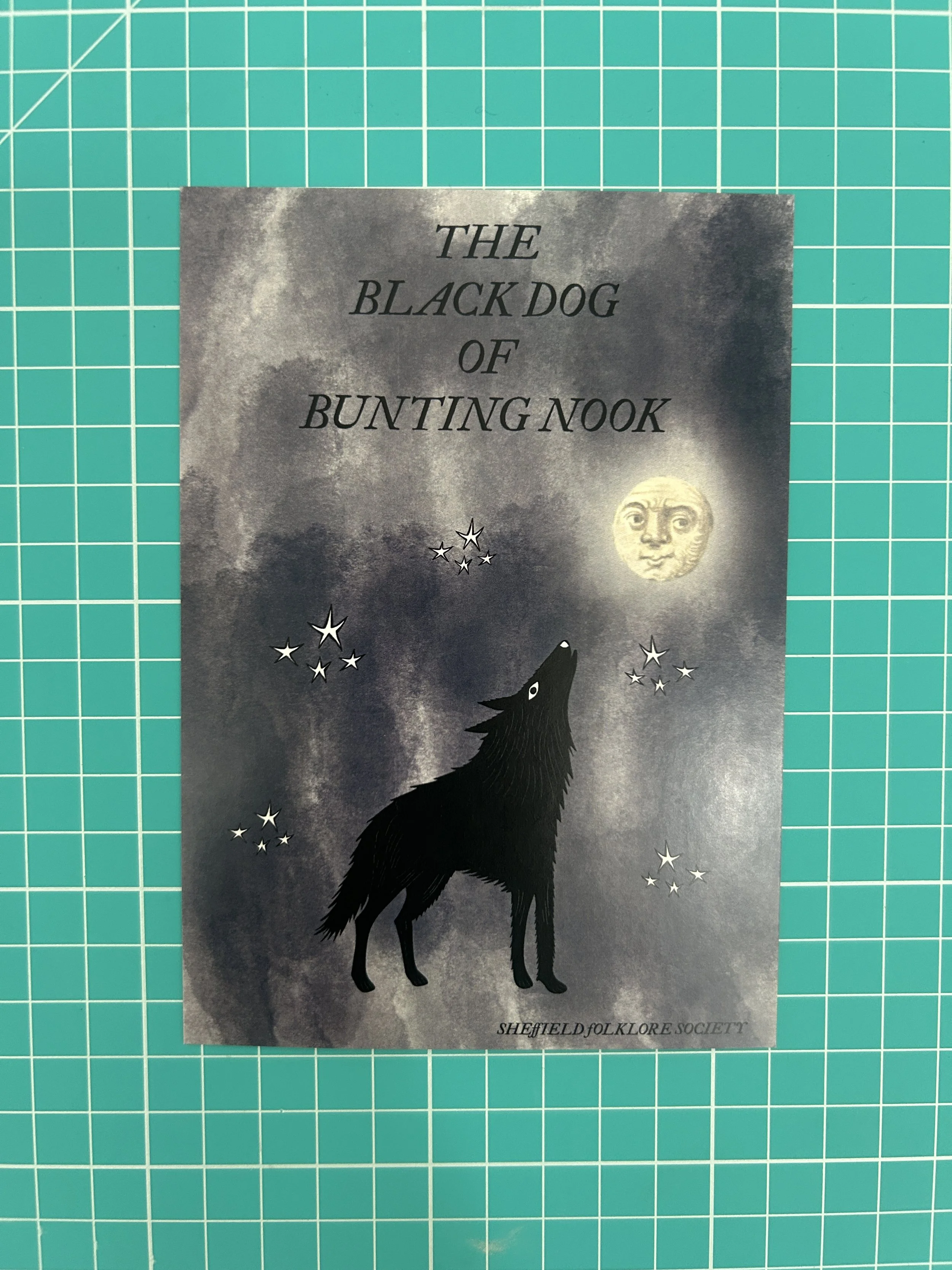 A6 Black Dog of Bunting Nook Postcard