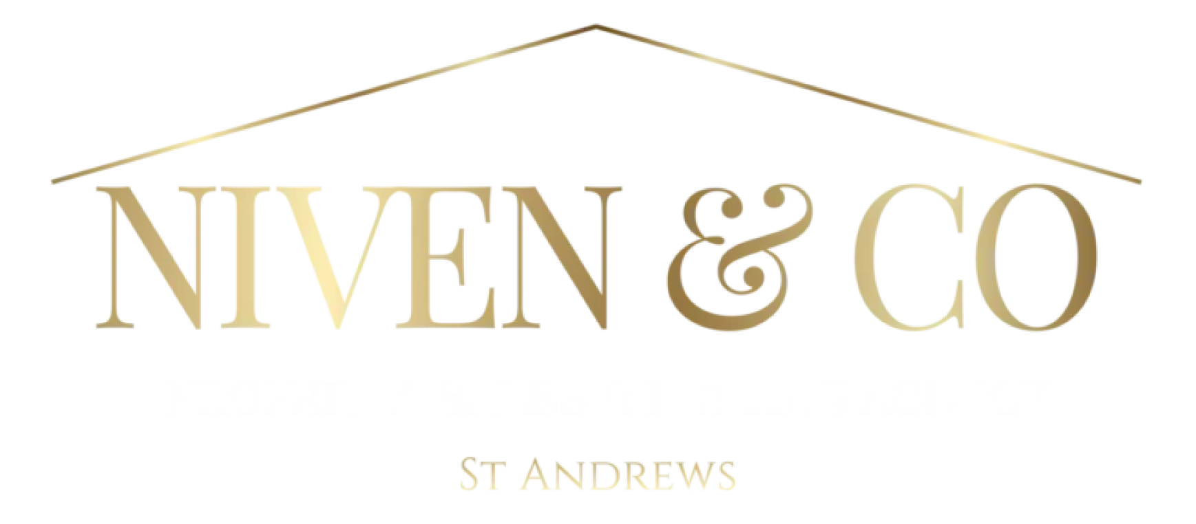 Gold-colored logo with the text 'Lenn & Co.' in a stylized font, featuring a metallic finish and a reflective appearance.