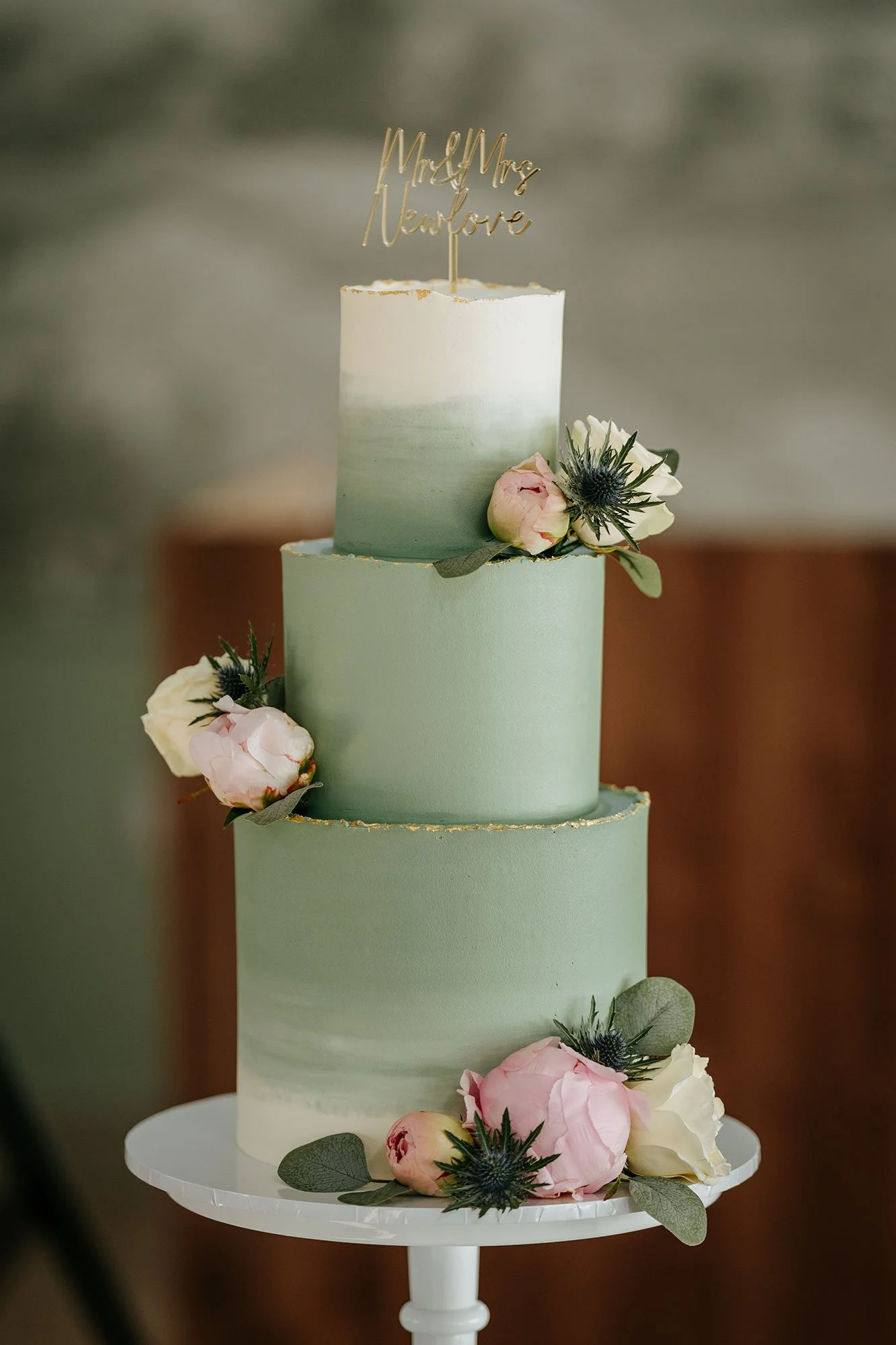 Luxury green ombre wedding cake