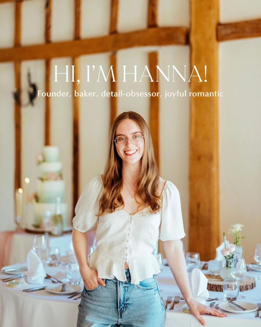 Hi, I&rsquo;m Hanna! 

Buttercream wedding cake designer, trained chef, and hopeless romantic 🤍

I create wedding cakes that are as considered on the inside as they are on the outside, designed to reflect your story and your style.

Every cake is th