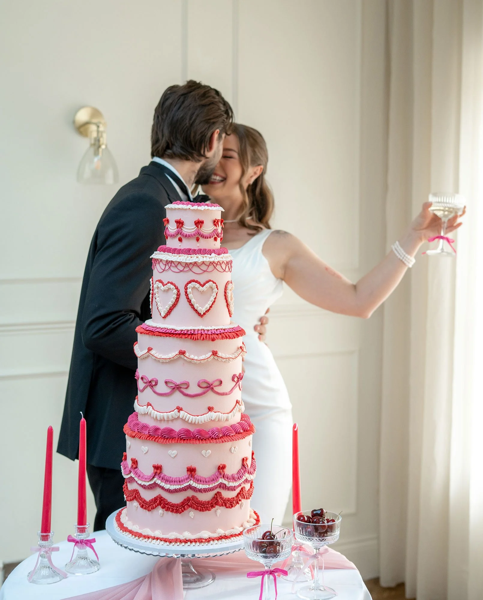 Pink wedding cake