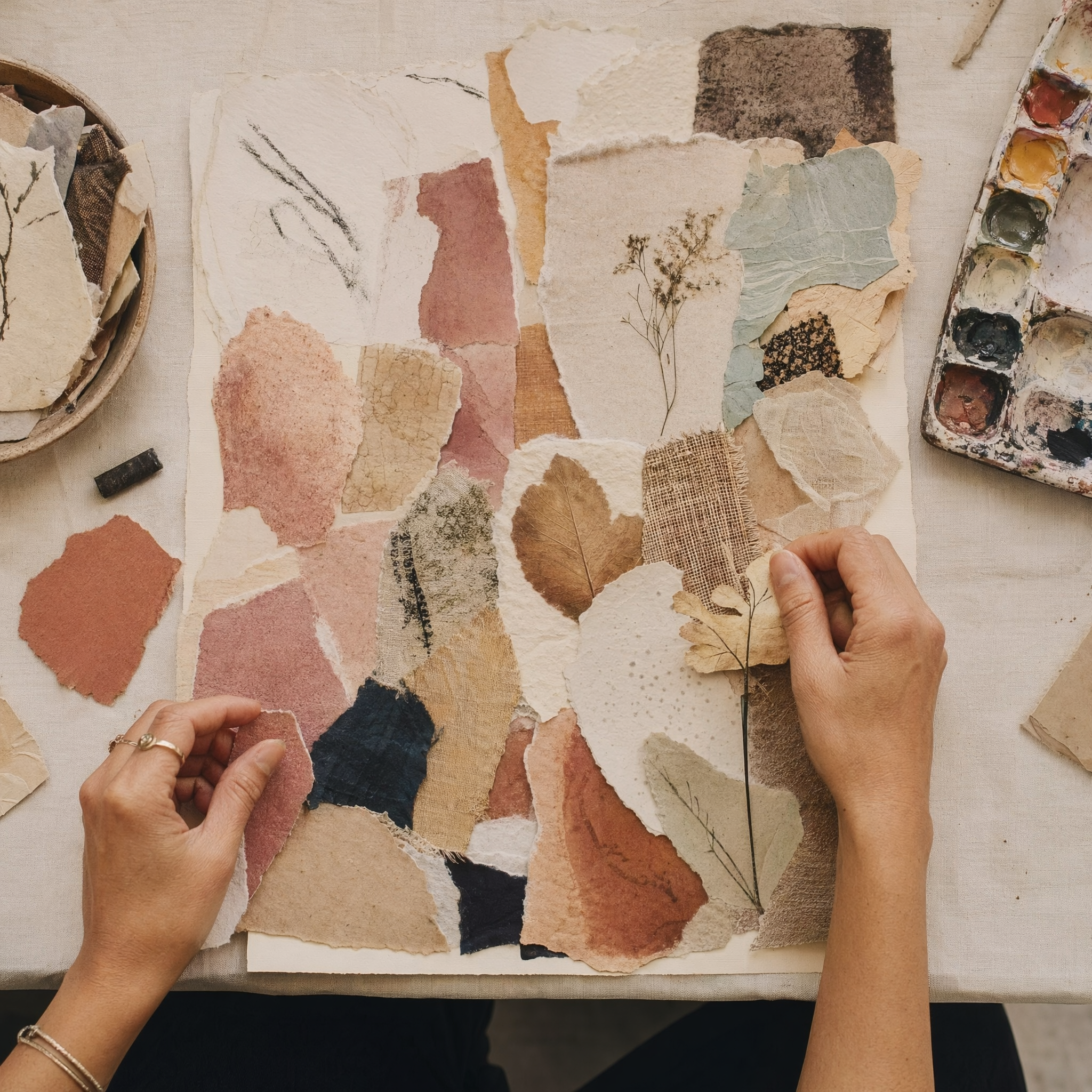 hands gathering patterns in an art therapy session