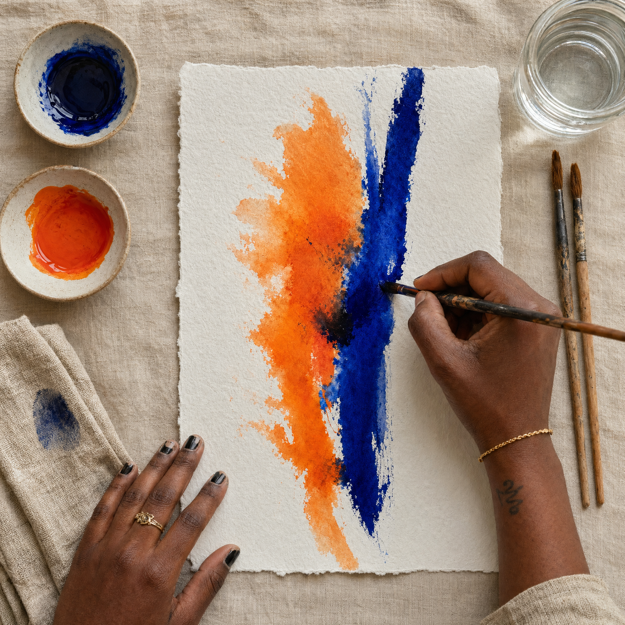 a traumatic painting with aquarelle