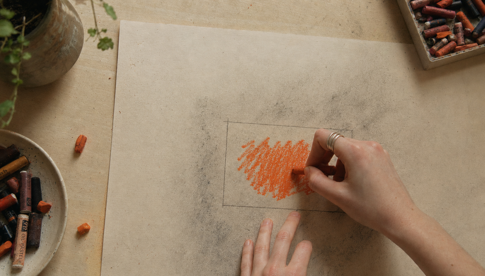 female hands containing anxiety as part of art therapy