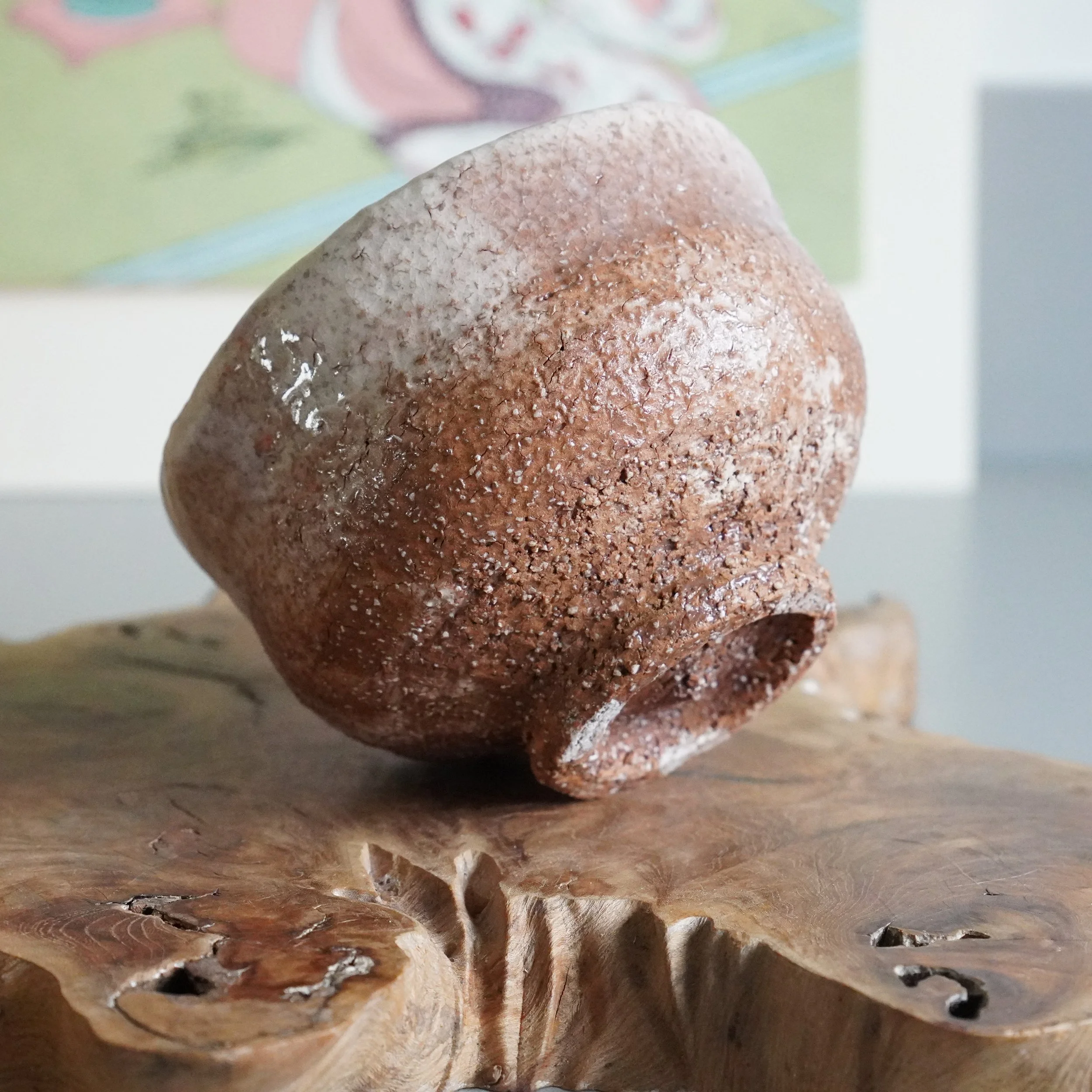 Oni-Hagi chawan Hirose Nanshu Tanga, tall foot ring and textured exterior